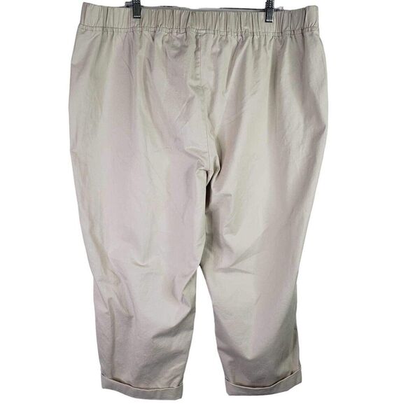 Talbots Pants Crop Womens Plus Size 20W Tan Cotton Blend Tie Front Canvas - Picture 3 of 7
